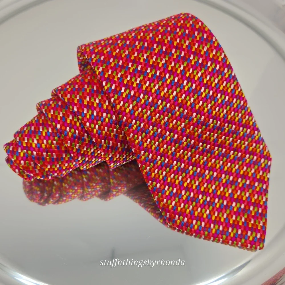 Charles Tyrwhitt‎ Made In England Colorful Woven 100% Silk Tie 58
